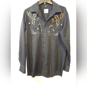 Men's Miller Westetm Wear Vintage  Black Embroidered Shirt